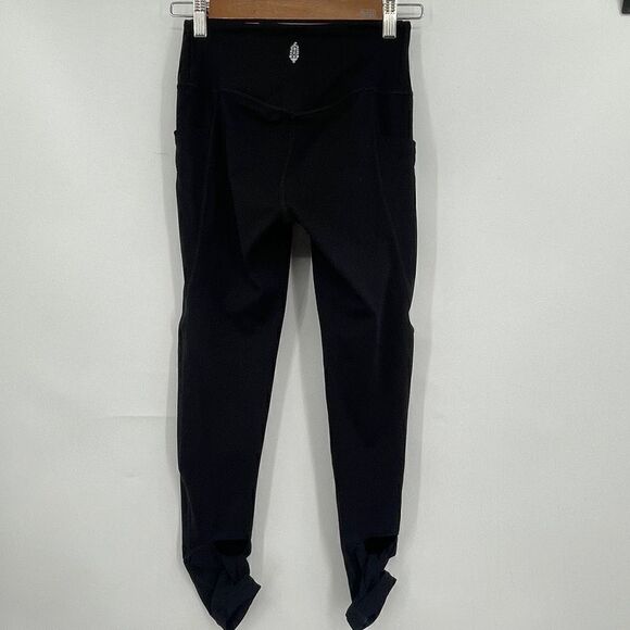 Free People Black High Waisted Movement Time Is Now Smocked Leggings Size XS - Picture 1 of 7